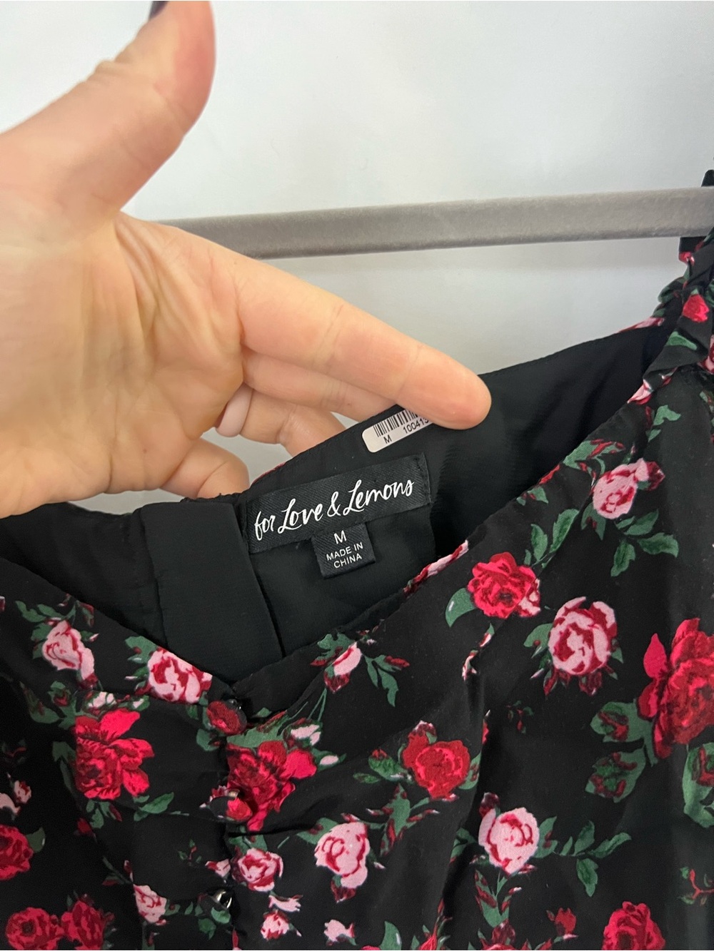 Women’s FOR LOVE AND LEMONS Tainted Button Rose Top - Picture 6 of 6